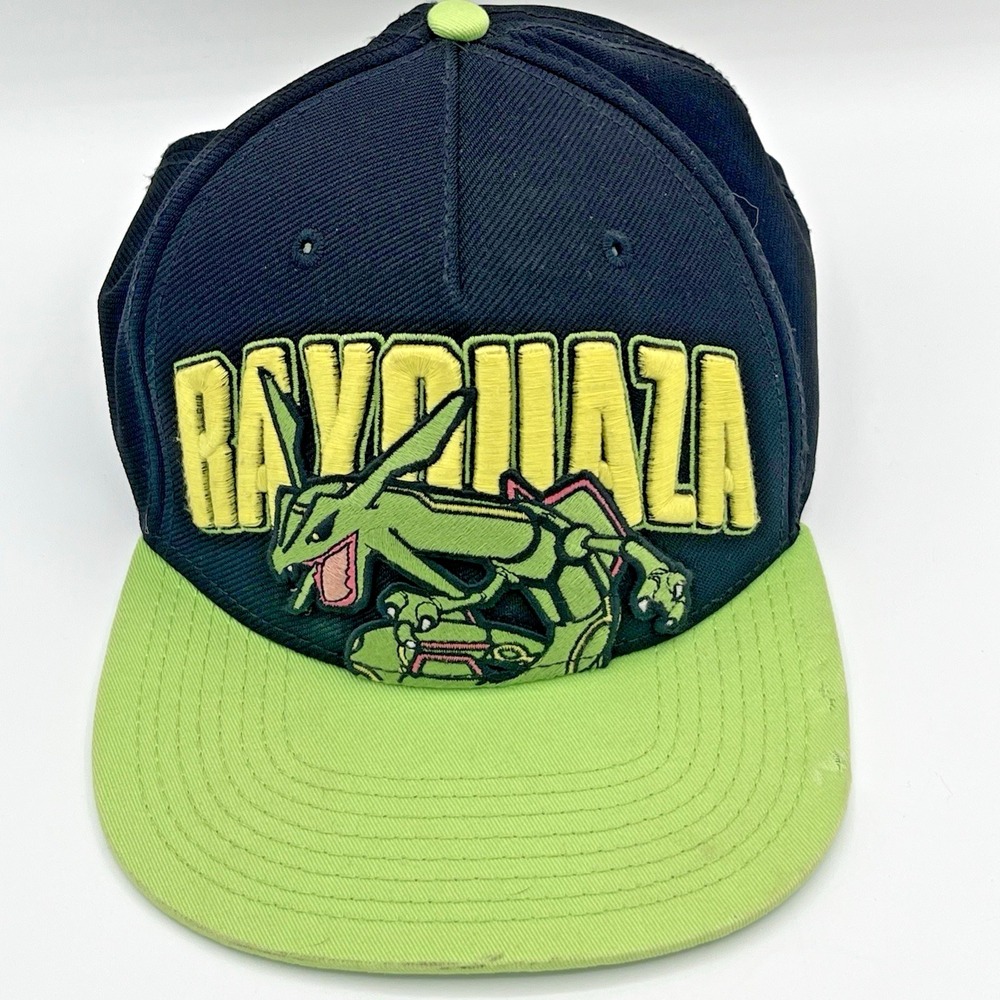 2015 Pokemon Rayquaza Snapback Embroidered Spellout Hat Cap DAMAGED Rim Snap